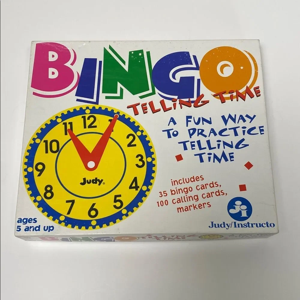 Vintage 1998 Bingo Telling Time Game Judy/Instructo Learning Clock Bingo Ages 5+